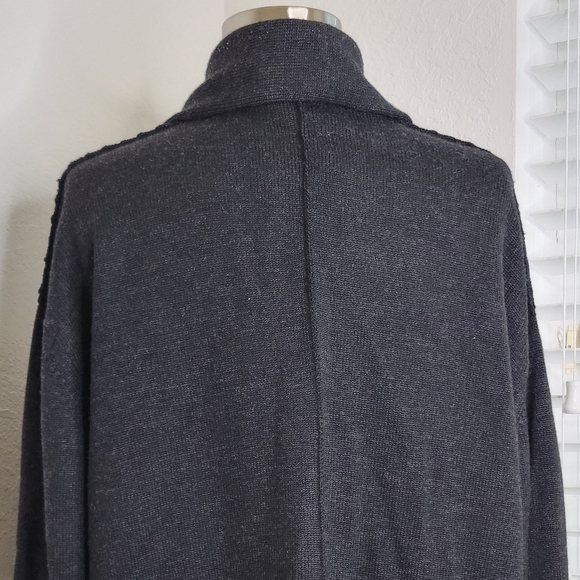 LARS ANDERSSON Wool Open Front Cardigan In Charcoal M. - Picture 7 of 8